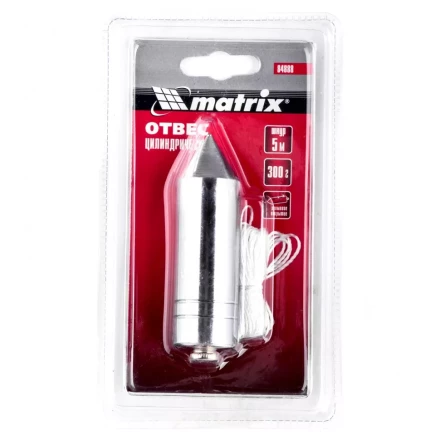Отвес цилиндрический 300 г шнур 5 м Matrix 84888 купить в Челябинске