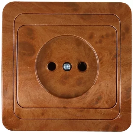 Розетка СВЕТОЗАР &quot;ГАММА&quot; без заземления, одинарная, цвет орех, 16А/~250В SV-54100-N купить в Челябинске