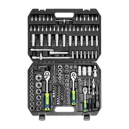 Набор инструментов Сибртех 14171, 1/2&quot;, 3/8&quot;, 1/4&quot;, пластиковый кейс 172 предм. купить в Челябинске