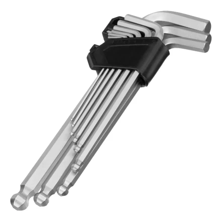 Набор ключей имбусовых Сибртех, HEX, 2-12 мм, CrV, 9 шт., удлиненные, с шаром, 123657 купить в Челябинске