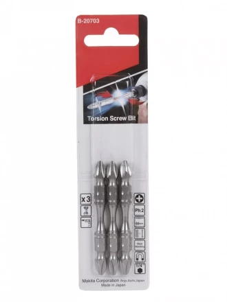 Биты Makita PH2 65мм 3шт, 2-х сторонние (B-20703) купить в Челябинске