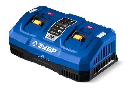 ЗУБР Turbo CHARGE, 20 В, 2 порта, 2 х 9 А, зарядное устройство для LMS АКБ, ПРОФЕССИОНАЛ (TC-20-2) купить в Челябинске