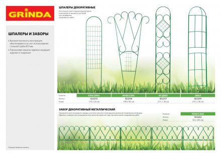 Бордюр декоративный GRINDA для клумб, 14х310см, зеленый 422221-G купить в Челябинске