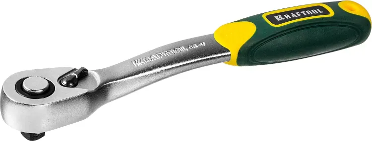 Трещотка для торцовых головок KRAFTOOL "PRO", Сr-V сталь, 72 зубца, изогнутая, 1/4" 27795-1/4_z02 купить в Челябинске