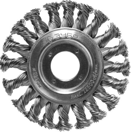 ЗУБР "ПРОФЕССИОНАЛ". Щетка дисковая для УШМ, плетеные пучки стальной проволоки 0,5мм, 100х22мм 35190-100_z02 купить в Челябинске