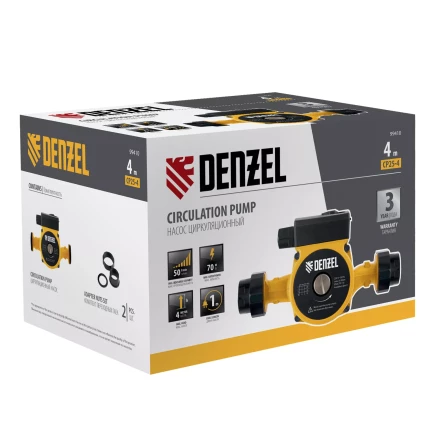 Циркуляционный насос CP25-4, напор 4 м, 50 л/мин, 1 м кабель, монт. длина 180 мм Denzel 99410 купить в Челябинске