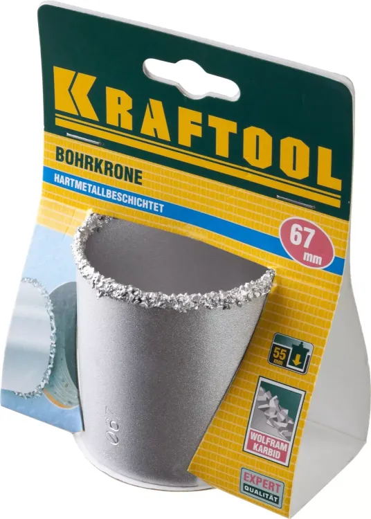Коронка KRAFTOOL кольцевая с напылением из карбида вольфрама, 67мм 33401-67_z01 купить в Челябинске