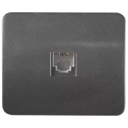Розетка СВЕТОЗАР &quot;ГАММА&quot; телефонная, одинарная, без вставки и рамки, цвет темно-серый металлик SV-54117-DM купить в Челябинске