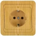 Розетка СВЕТОЗАР &quot;ГАММА&quot; с заземлением, одинарная, цвет ольха, 16А/~250В SV-54105-A купить в Челябинске