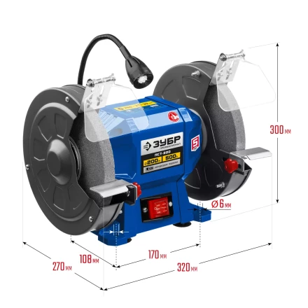 ЗУБР d 200, 500 Вт, заточной станок, Профессионал (ПСТ-200) купить в Челябинске