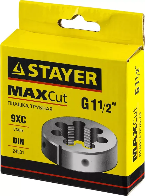 Плашка круглая ручная STAYER "MASTER", сталь 9ХС, для трубной резьбы G 1 1/2`` 28029-3/2 купить в Челябинске
