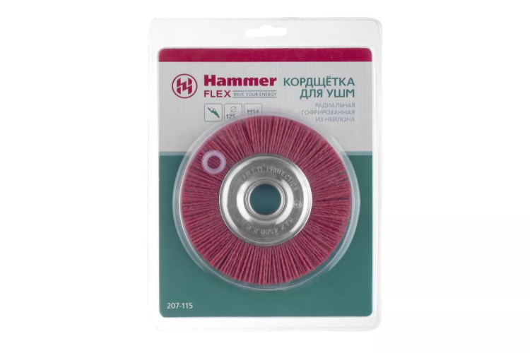 Кордщетка HAMMER плоская 125мм для УШМ нейлон (207-115) купить в Челябинске
