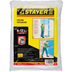 Пленка STAYER &quot;MASTER&quot; защитная укрывочная, HDPE, 12 мкм, 4 х 12,5 м 1225-15-12