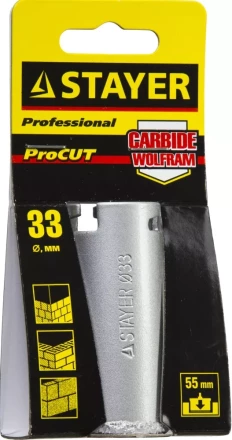 Коронка STAYER "PROFESSIONAL" кольцевая с карбидно-вольфрамовой крошкой, d=33мм 33345-33 купить в Челябинске