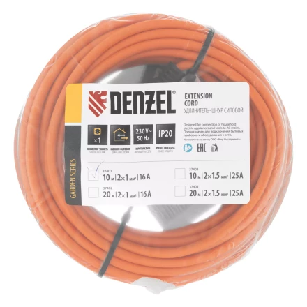 Удлинитель-шнур силовой Denzel Garden Series, б/з, ПВС, 10м, 1 розетка, 2 x 1 мм, 3 м, 37401 купить в Челябинске