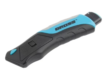 Нож ремонтно-монтажный, трехкомпонентная рукоятка, кнопочный авто выброс/возврат лезвия, 175 мм + 5 з.л GROSS 78879 купить в Челябинске