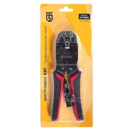 Кримпер многофункциональный КВТ HT-106E с 3 встроенными модулями для обжима RJ-45, RJ-12, RJ-11 (86603) купить в Челябинске