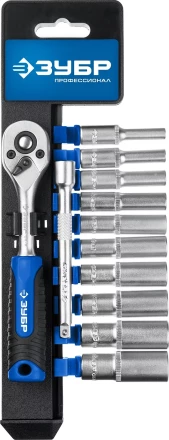 ЗУБР ТМ-12У, 12 предм., (1/4), набор торцовых головок, Профессионал (27651-H12) купить в Челябинске
