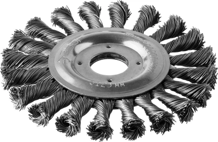 ЗУБР "ПРОФЕССИОНАЛ". Щетка дисковая для УШМ, плетеные пучки стальной проволоки 0,5мм, 125х22мм 35190-125_z02 купить в Челябинске