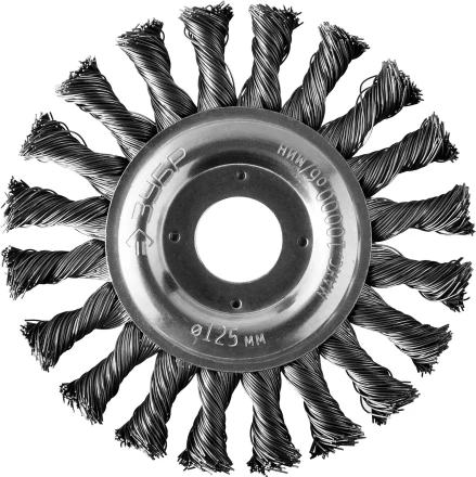 ЗУБР "ПРОФЕССИОНАЛ". Щетка дисковая для УШМ, плетеные пучки стальной проволоки 0,5мм, 125х22мм 35190-125_z02 купить в Челябинске