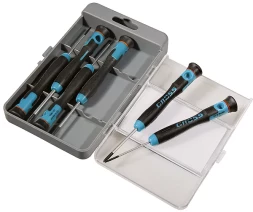 Набор отверток для точной механики, CrMo, двухкомпонентные рукоятки, 6шт., пласт. бокс GROSS 13347