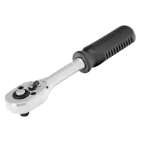 Ключ-трещотка 1/4", 45 зубьев, с быстрым сбросом, CrV, хром// Сибртех 14000