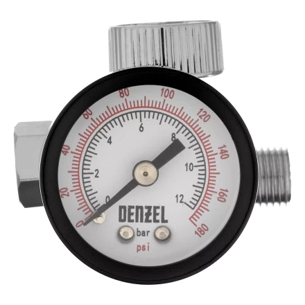 Регулятор давления с манометром для краскораспылителя Denzel K1500, 12 бар, 1/4&quot;, 57001 купить в Челябинске