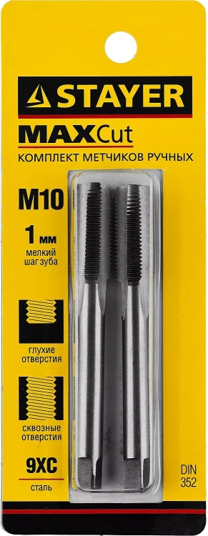 Комплект метчиков STAYER "MASTER", сталь 9ХС, М10х1,0, 2 шт 28025-10-1.0-H2 купить в Челябинске