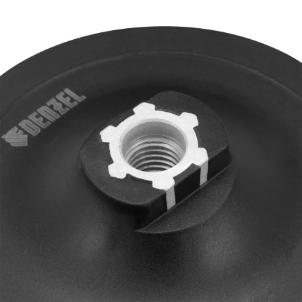 Тарелка опорная для дрели и УШМ с липучкой, 150 мм, стандартная, с адаптером c М14 на d8 Denzel 76252 купить в Челябинске