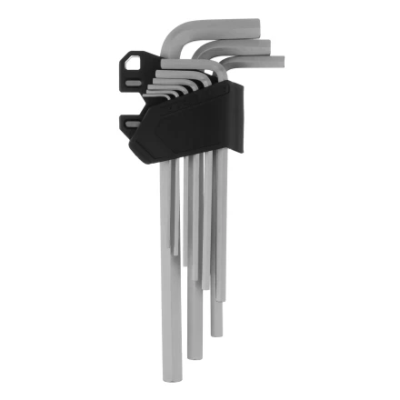 Набор ключей имбусовых, HEX, 1,5-10 мм, CrV, 9 шт., удлиненные Сибртех 123687 купить в Челябинске