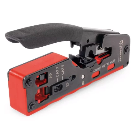 Кримпер многофункциональный КВТ JT-04А с 2 встроенными модулями для обжима RJ-45 (Cat 7), RJ-12, RJ-11 (89439) купить в Челябинске