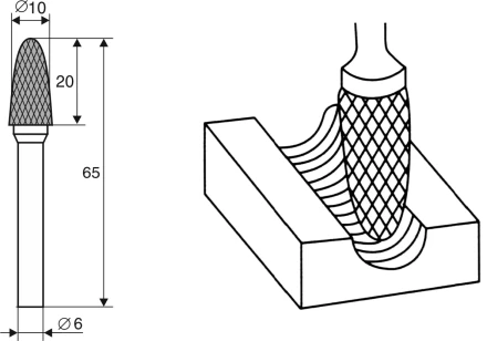 Борфреза Аркоподобная закругленная F 6х10 Энкор 21709 купить в Челябинске