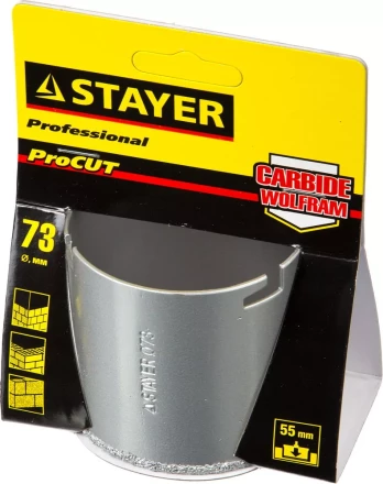 Коронка STAYER "PROFESSIONAL" кольцевая с карбидно-вольфрамовой крошкой, d=73мм 33345-73 купить в Челябинске