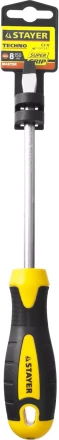 Отвертка STAYER &quot;MASTER&quot; &quot;ТECHNO&quot;, двухкомпонентная рукоятка, магнитный наконечник, Cr-V, SL8,0x150мм 2507-08-15_z02 купить в Челябинске