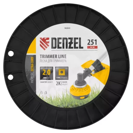 Леска для триммера двухкомпонентная квадрат, 2,0мм х 251м, на DIN катушке EXTRA CORD// Denzel 96844 купить в Челябинске