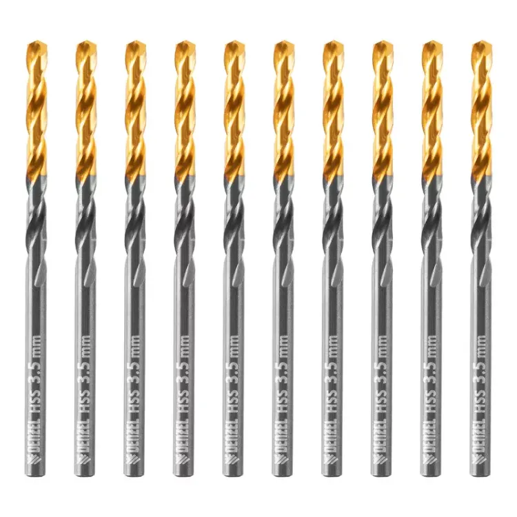 Сверло по металлу, 3,5 мм, HSS-Tin, Golden Tip, 10 шт. Denzel 717207 купить в Челябинске