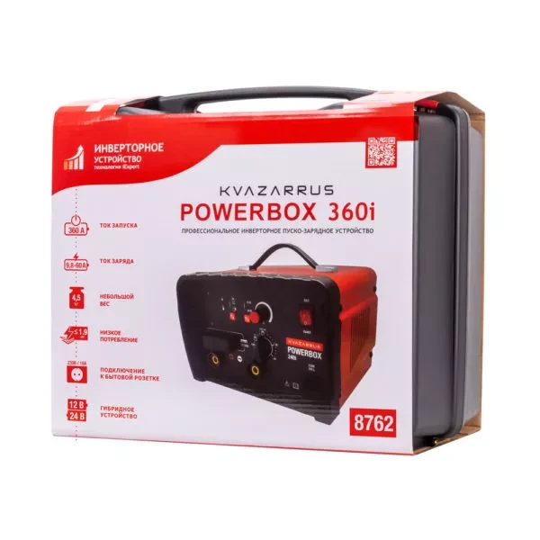 Инверторное пуско-зарядное устройство KVAZARRUS PowerBox 360i, таймер, пластиковый кейс купить в Челябинске