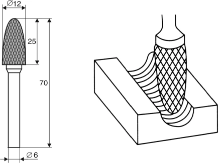 Борфреза Аркоподобная закругленная F 6х12 Энкор 21710 купить в Челябинске