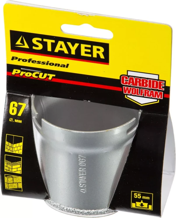 Коронка STAYER "PROFESSIONAL" кольцевая с карбидно-вольфрамовой крошкой, d=67мм 33345-67 купить в Челябинске