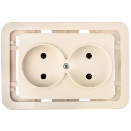 Розетка СВЕТОЗАР &quot;ГАММА&quot; двойная, цвет бежевый, 16А/~250В SV-54102-B купить в Челябинске