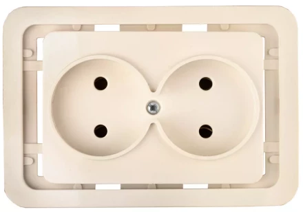 Розетка СВЕТОЗАР &quot;ГАММА&quot; двойная, цвет бежевый, 16А/~250В SV-54102-B купить в Челябинске