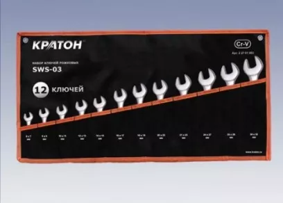 Набор ключей рожковых Кратон SWS-03 12 пр. 2 27 01 003 купить в Челябинске