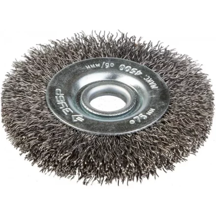 ЗУБР &quot;ЭКСПЕРТ&quot;. Щетка дисковая для точильно-шлифовального станка, витая стальная проволока 0,3мм, 75х12,7мм 35185-075_z01 купить в Челябинске