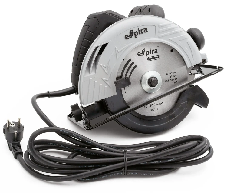 Пила циркулярная ESPIRA CSI-190A (ф190 мм, 220-240В,50/60 Гц, мощность 1250 Вт, 5000 об/мин), 401251 купить в Челябинске