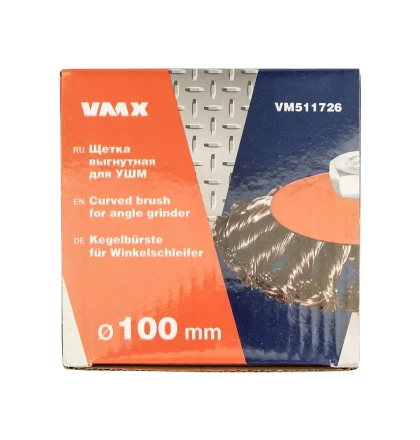 Щетка для УШМ М14/100 мм выгнутая сталь витая VMX 511726 купить в Челябинске