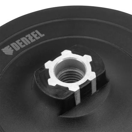 Тарелка опорная для дрели и УШМ с липучкой, 150 мм, твердая, с адаптером c М14 на d8 Denzel 76255 купить в Челябинске