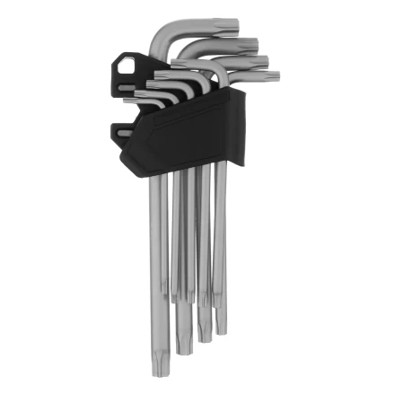 Набор ключей имбусовых Torx-Tempered, TT10-50, CrV, 9 шт., удлиненные Сибртех 123717 купить в Челябинске