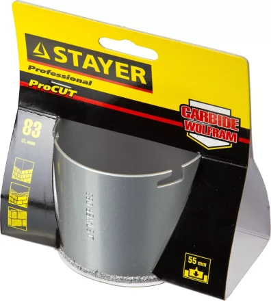 Коронка STAYER "PROFESSIONAL" кольцевая с карбидно-вольфрамовой крошкой, d=83мм 33345-83 купить в Челябинске