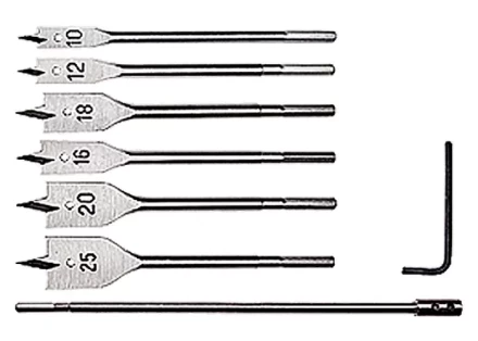 Набор сверл перовых по дереву 10-12-16-18-20-25 мм 6 шт удлинитель 300 мм MATRIX 70406 купить в Челябинске