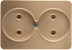 Розетка СВЕТОЗАР &quot;ГАММА&quot; без заземления, двойная, без вставки и рамки, цвет золотой металлик, 16А/~250В SV-54102-GM купить в Челябинске